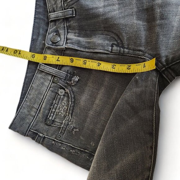 R13 Japanese Denim Knee Chaps‎ Shredded Black Leather Sz 24 Style R13wm0040-69 - Picture 9 of 14